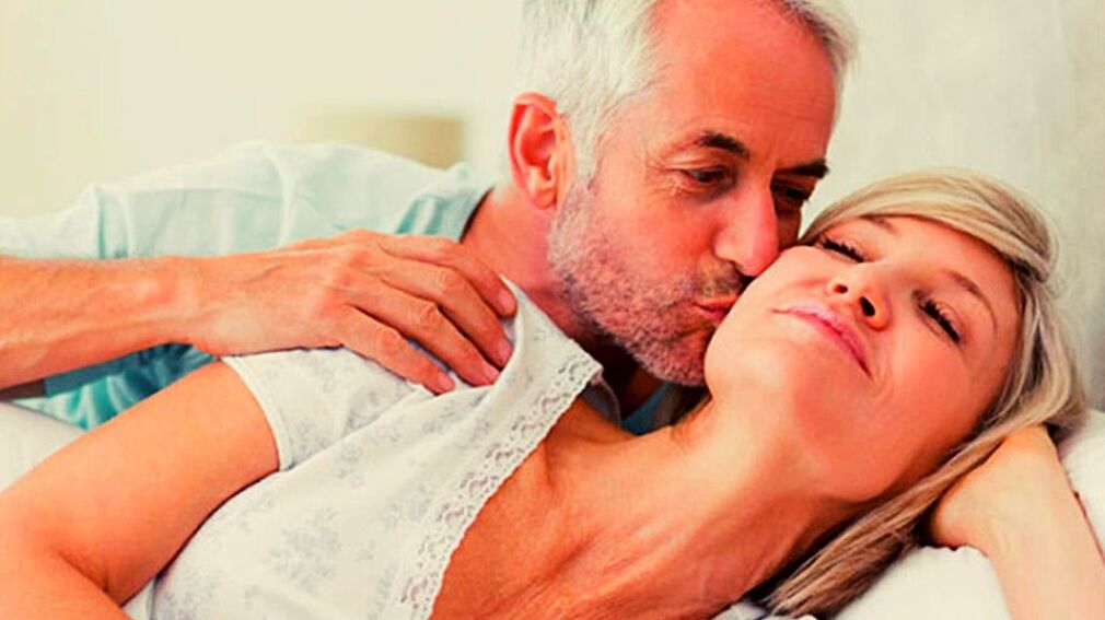 Happy mature age couple with no problems in intimate life